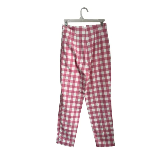 Zara‎ Pink White Gingham Picnic Ankle Pants Retro Size Small Easter Spring - Image 4