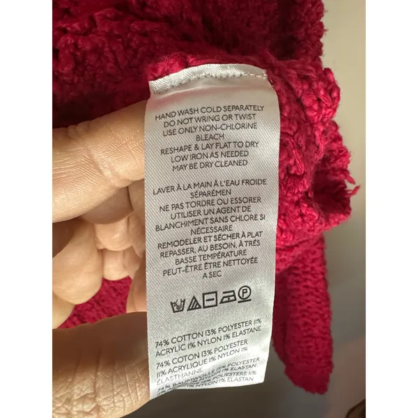 Anthropologie Pilcro NWOT Sailcloth Hooded Sweater Red Raspberry Oversized Sz M - Image 7