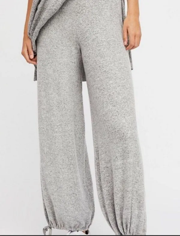 Free People Intimately Free Bunny Cuddle Jogger Tie Leg Heather Gray Boho - Image 3