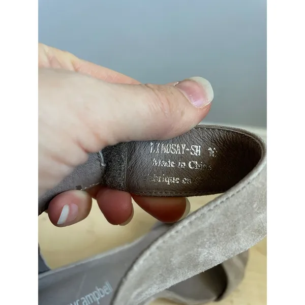 Jeffrey Campbell Lindsay Heels 3.5" sz 10 Suede Leather Nude Lucite Sparkle Heel - Image 6