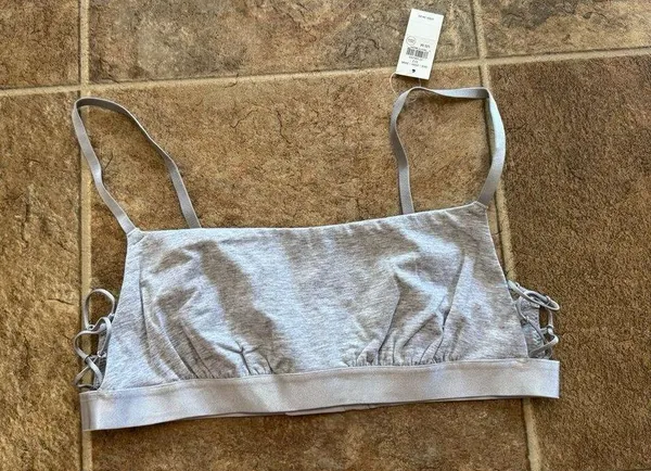 Aerie Real Good Strappy Side Lace Up Bralette Grey Size Medium - Image 2