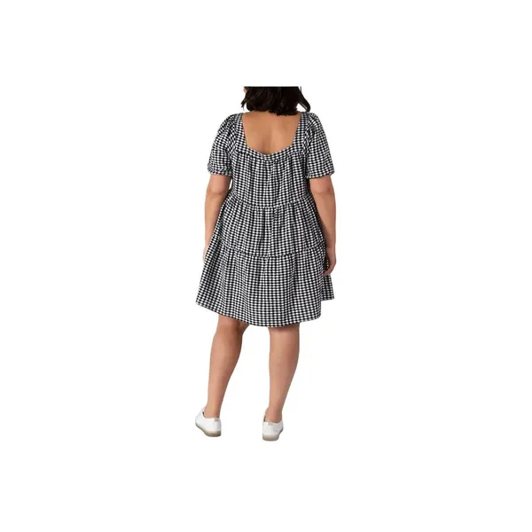 NWT Black Tape Trendy Plus Size Button Front Trapeze Dress Black / White X - Image 2