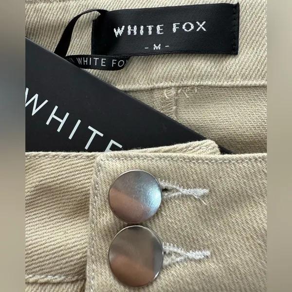 WHITE FOX Power Play Wide Leg Mid Rise Pants‎ Tan / Oatmeal Medium - Image 4