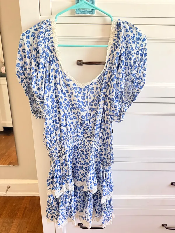 Sky to Moon Blue and White mini dress - Image 3