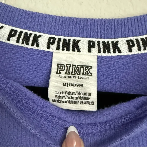 PINK Victorias Secret embroidered letters purple long sleeve crewneck sweater - Image 2