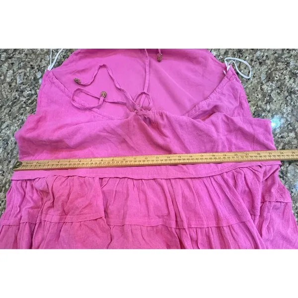 NEW Free People Somewhere Sunny Maxi Dress Pink Halter Tiered Drop Waist Size XL - Image 13