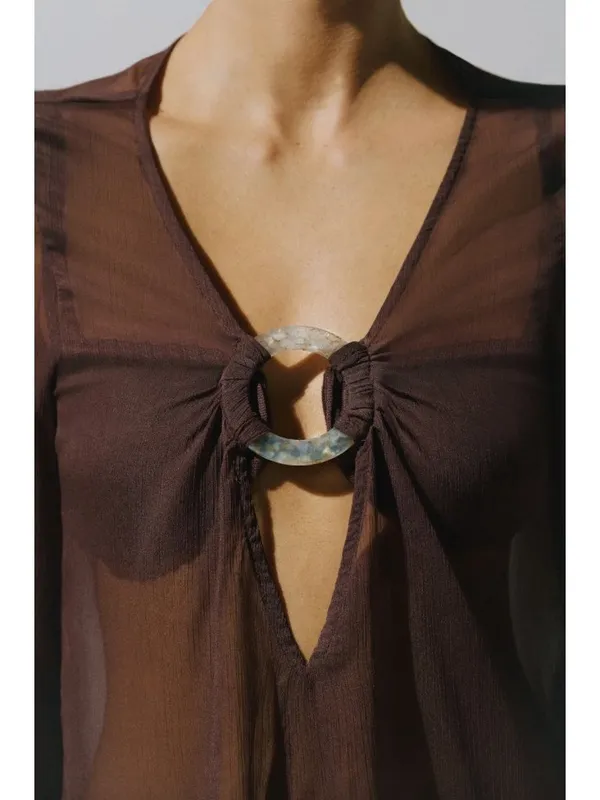 Baobab Moon Maxi Dress Cover Up Brunette Womens Size Small - Image 2