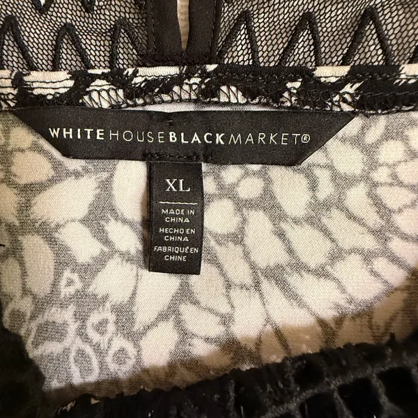 White House Black Market Monochrome Lace Blouse - Image 4