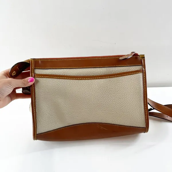 Dooney & Bourke All Weather Two Tone Vintage Crossbody Bag Purse Cream Brown - Image 7