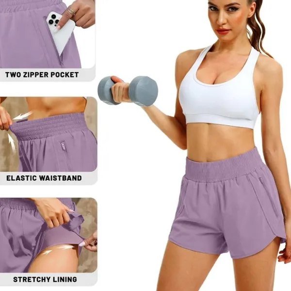 NWT ~ Women's Light Purple Athletic High Waisted Running Shorts with Pockets ~ M - Image 2