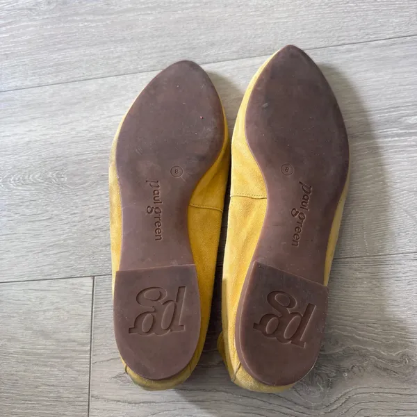 Paul‎ Green Mustard Yellow Suede Fringe Tassel Pointed Toe Loafers Flats US 10.5 - Image 8