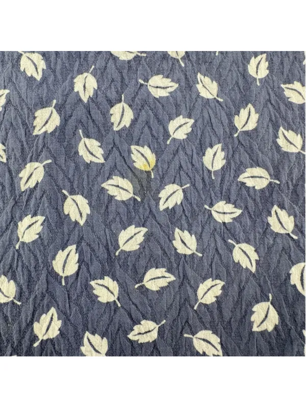 Vintage Straight Skirt Blue Gray with White Leaves Cottagecore Nature Medium - Image 5