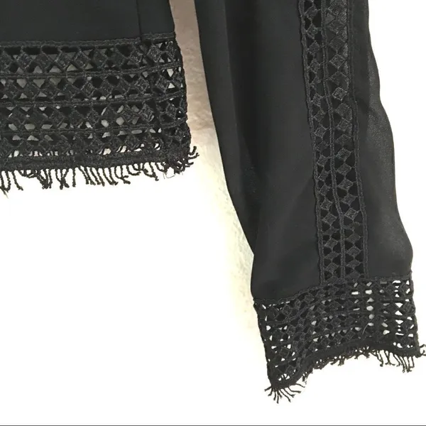 H&M black sheer lace long sleeve blouse S*‎ - Image 2