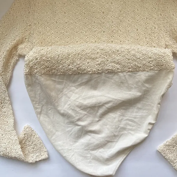 Vintage Patricia Jones cream woven boho cream bodysuit, size large - Image 8
