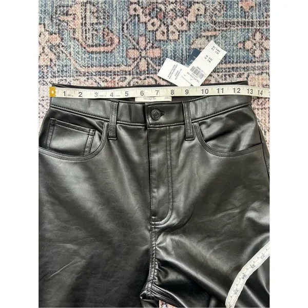 Abercrombie & Fitch NWT Vegan Leather 90s Straight Pant Ultra High Rise Black 27 - Image 15