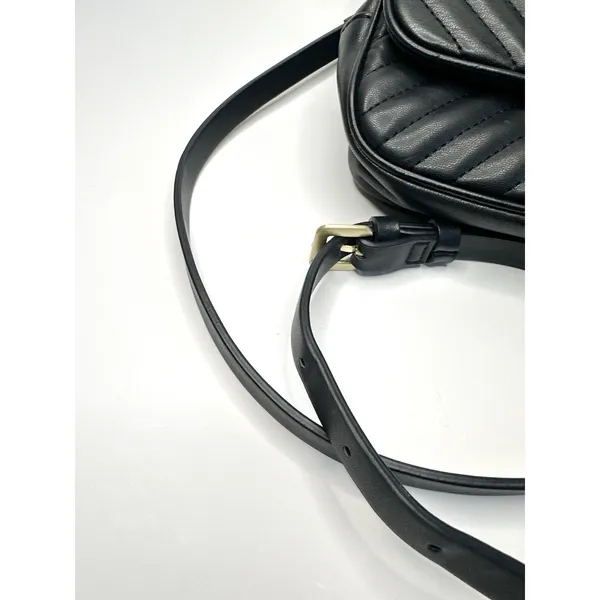 Zara Black Crossbody Bag Lion Head Gold Hardware Quilted Belt Bag‎ Convertible - Image 8