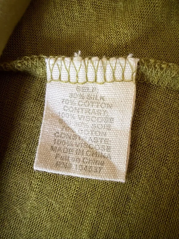 TINY Anthropologie Olive Green Embroidered Roll Tab Tunic Blouse S - Image 7
