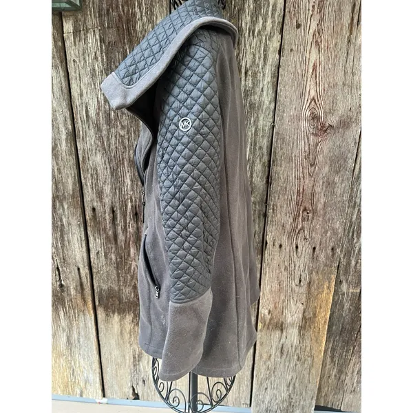 MICHAEL KORS Jacket Small Gray Voat Quilted‎ Full Zip Logo - Image 5