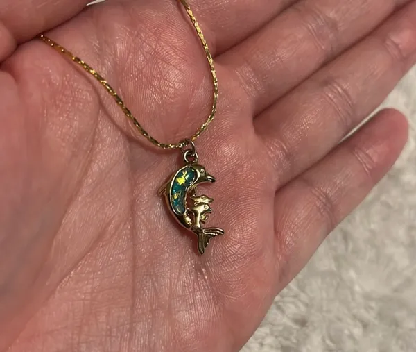 Fashion Costume Jewelry Gold Tone Dolphin Necklace - Image 5