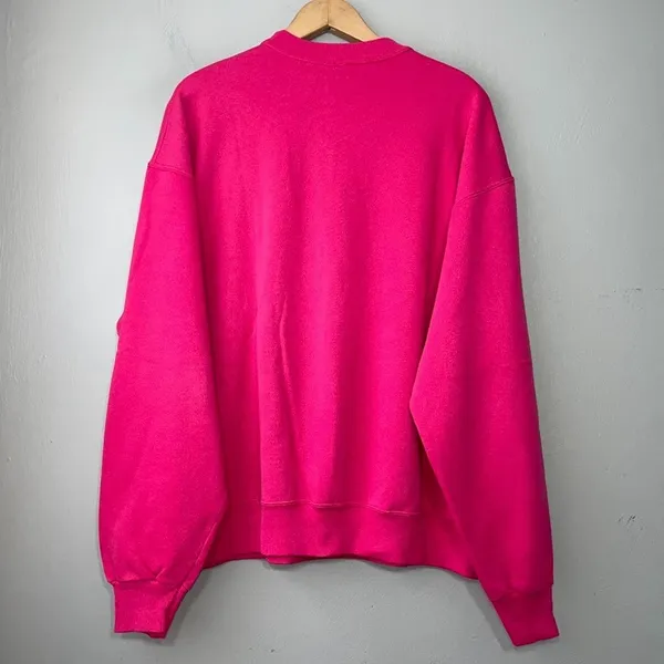 Vintage 90s Hanes Winter Christmas Sweatshirt Size XL Pink Dog Snow Fun Novelty - Image 5