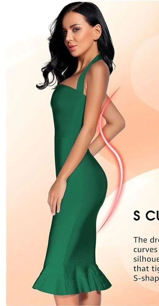 New Halter Fishtail Bandage Bodycon Dress Party M - Image 5