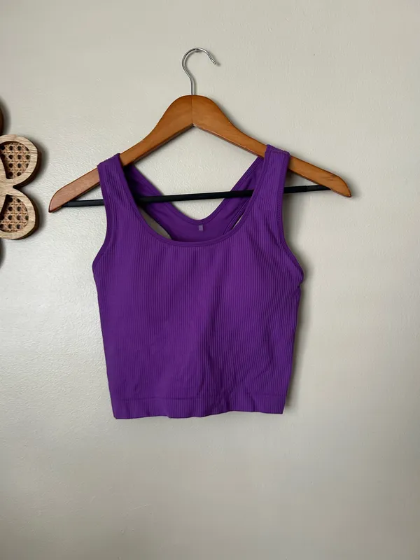Calia purple ribbed crop top - Image 4