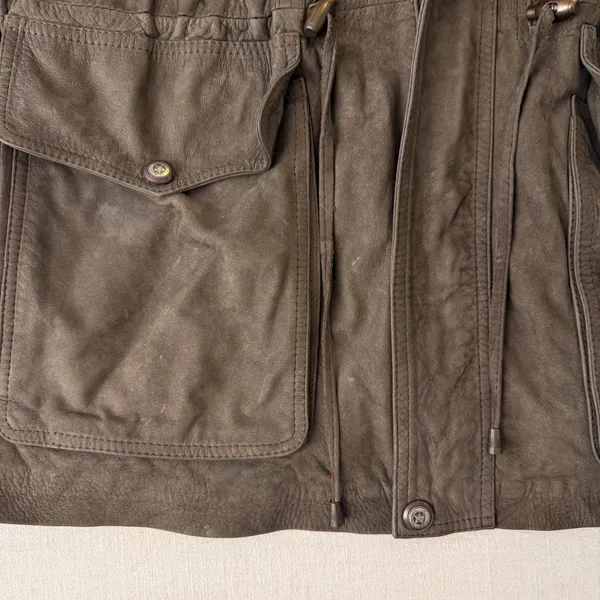 Patricks Cotacachi‎ Ecuador Brown Leather Hooded Field Jacket Paisley Lined - Image 8