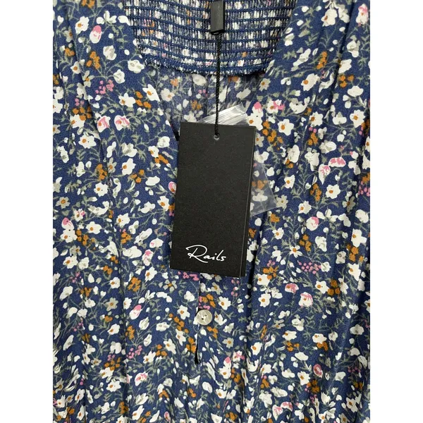 Rails‎ Zana Blue Ditsy Floral Long Sleeve Mini Dress Size M NWT Boho - Image 6