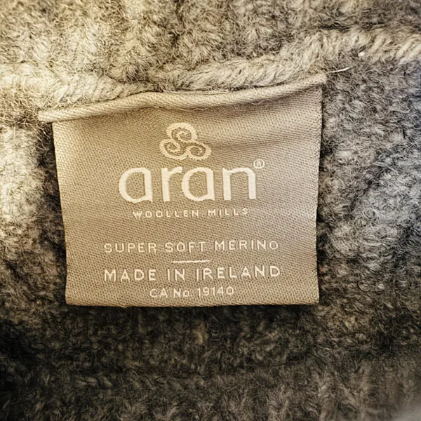 Aran Woollen Mills Cropped Fisherman‎ Sweater Merino Wool Ireland Blue XS - Image 3