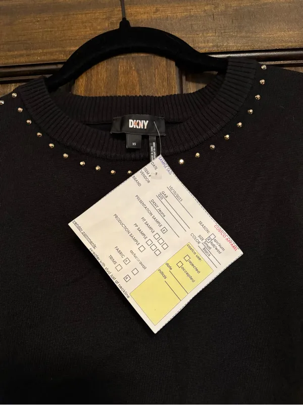 DKNY Black Stud-Trim Layered Hem Sweater - Image 2