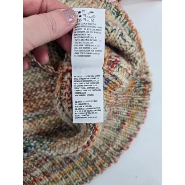 American Eagle Sweater Women Large Multi Color Cable Knit Marled Chunky Wool Mix - Image 5