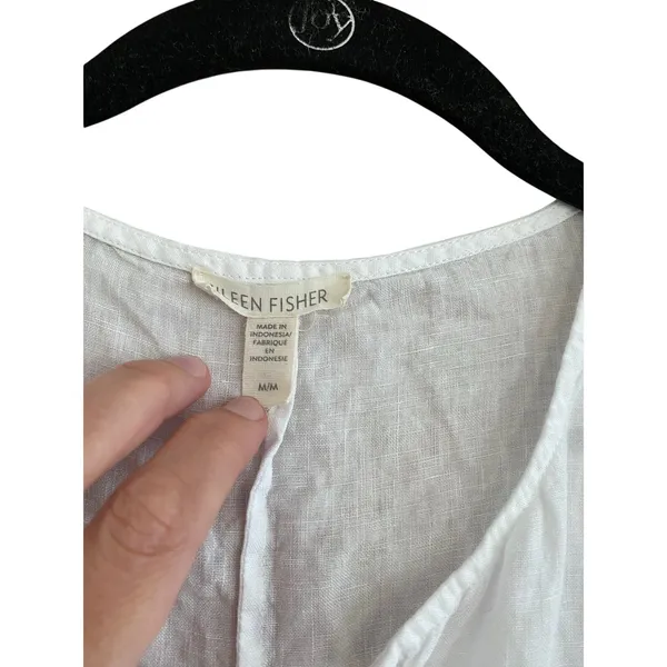 Eileen Fisher White Pull Over Organic Linen Tunic Top Size Medium - Image 5