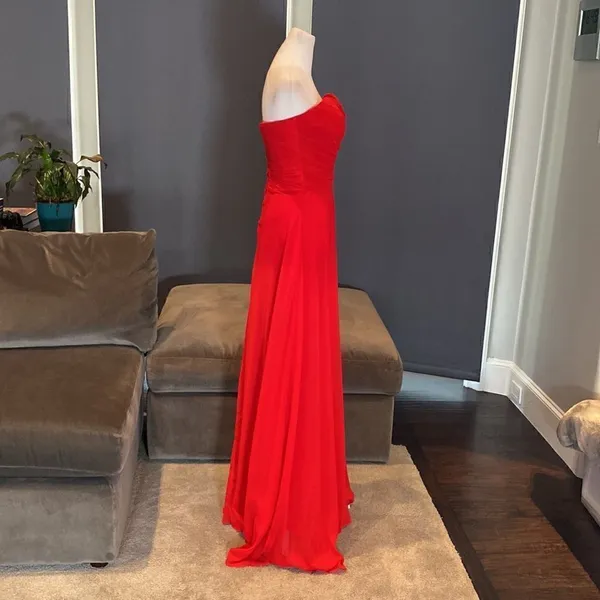 Women’s Full Length Red Chiffon Prom Party Dress Sweetheart Neckline Size 6 NWT - Image 6
