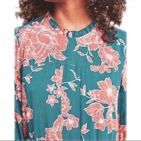 ANTHROPOLOGIE‎ Maeve Esther Floral Tiered Tunic Dress New NWT Small Green Orange - Image 3