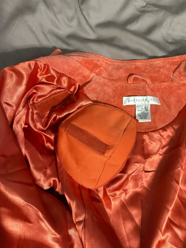Vintage genuine leather biker jacket Orange Size L - Image 8