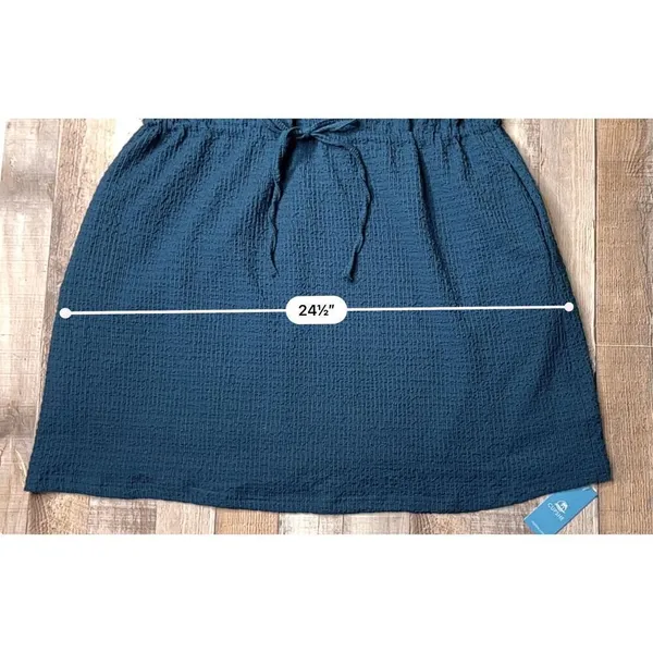 Cupshe Blue Crinkle Dolman Drawstring‎ Dress Cover Up LARGE Travel Casual NWT - Image 8