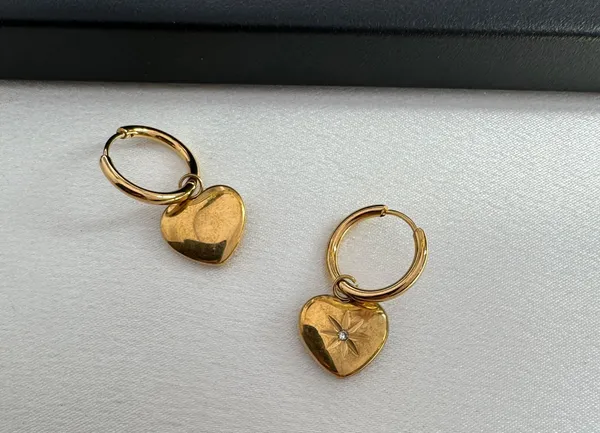 Love Heart Dangle Drop Earrings for Women Gold - Image 3