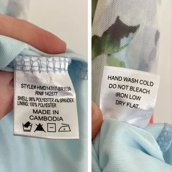 HAUTE MONDE Light Blue Pink Floral Semi Sheer Mesh Strapless Midi Dress ? w Slit - Image 13