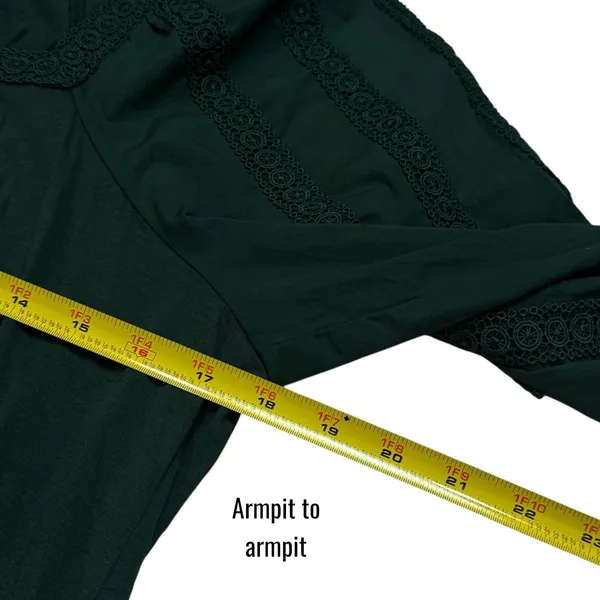 NEW‎ Anthropologie Chela Green Lace Puff Sleeve Babydoll Blouse Feminine L - Image 10