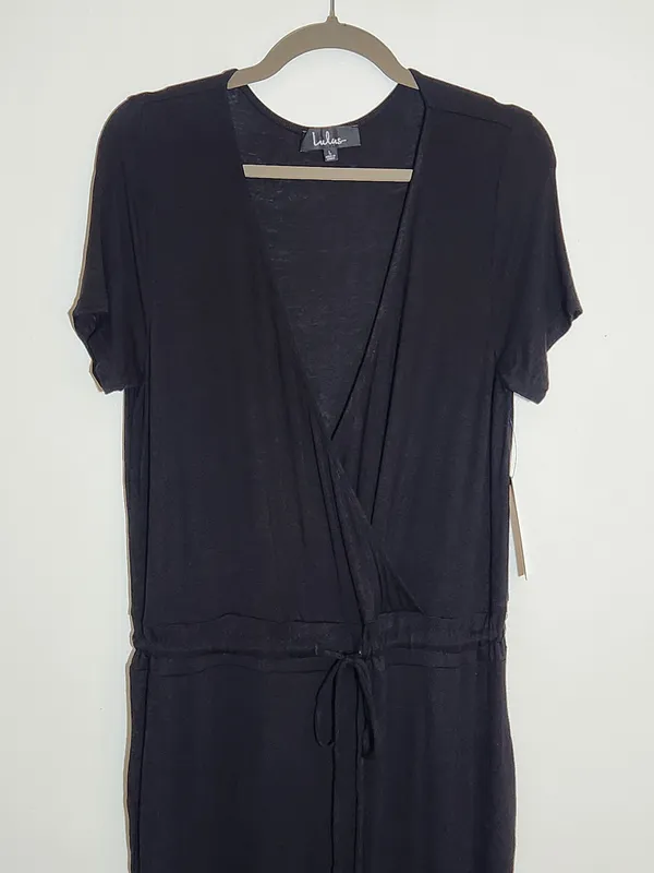 Lulus Black Surplice Jumpsuit Size Large NWT - Image 4