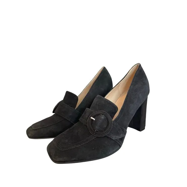 Marc Fisher Garlan black suede loafer heels size 7 - Image 2