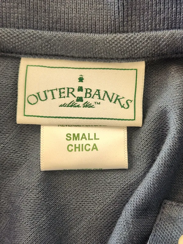 Outer Banks Slate Blue Tonal Argyle Sleeveless Polo with White Trim Size Small - Image 5