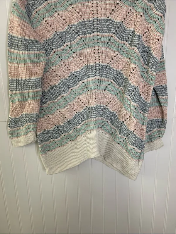 L.L. Bean Pastel Chevron Knit Sweater Size Medium - Image 3