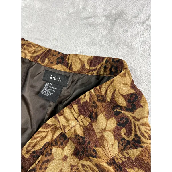 Brown Floral Leopard Midi Skirt 18 Boho Y2K Earth Tone A Line Cottagecore - Image 6