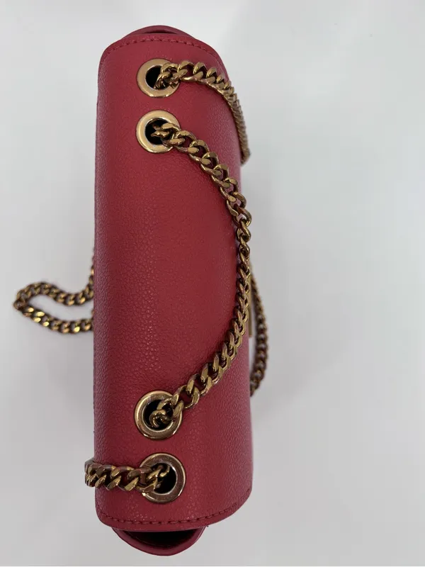 Charles & Keith Scarlet Pebbled Crossbody with Gold Chain Strap - Image 9