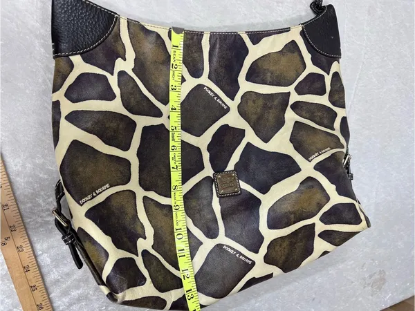 Dooney & Bourke Giraffe-Print Leather Shoulder Bag Brown & Cream strap missing - Image 8