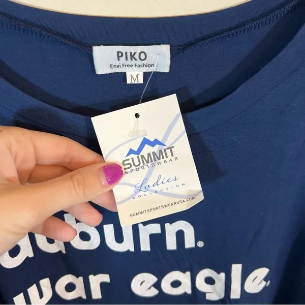 Piko Women’s Blue Auburn War Eagle‎ Y’all Gathered Tunic Top Medium NWT - Image 3