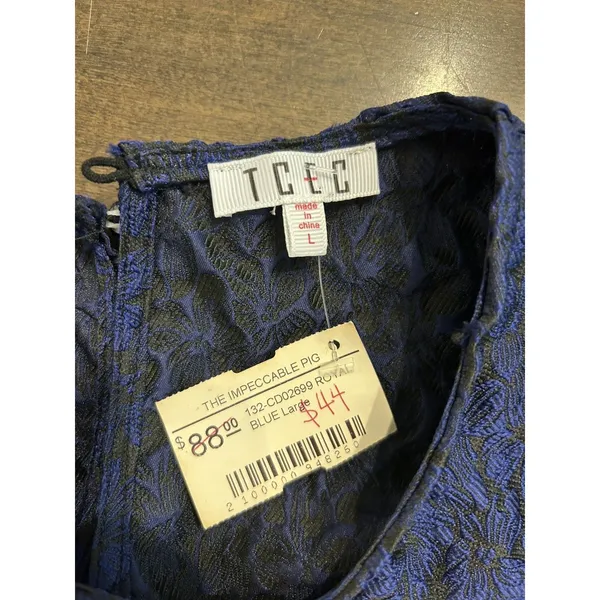NWT TCEC Navy Blue Jacquard Mini Dress Sz Large Homecoming Wedding Cocktail - Image 4
