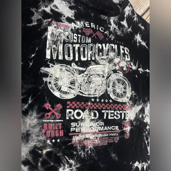 American Customs Motorcycle Tie Dye T-shirt Small - Image 3