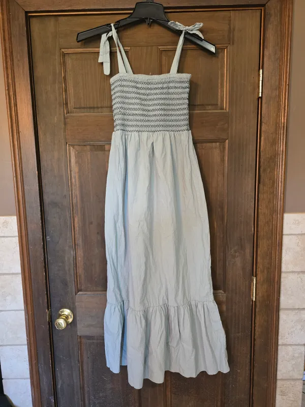 Cotton On Light Blue Smocked Midi Dress with Tie Shoulders - Image 2